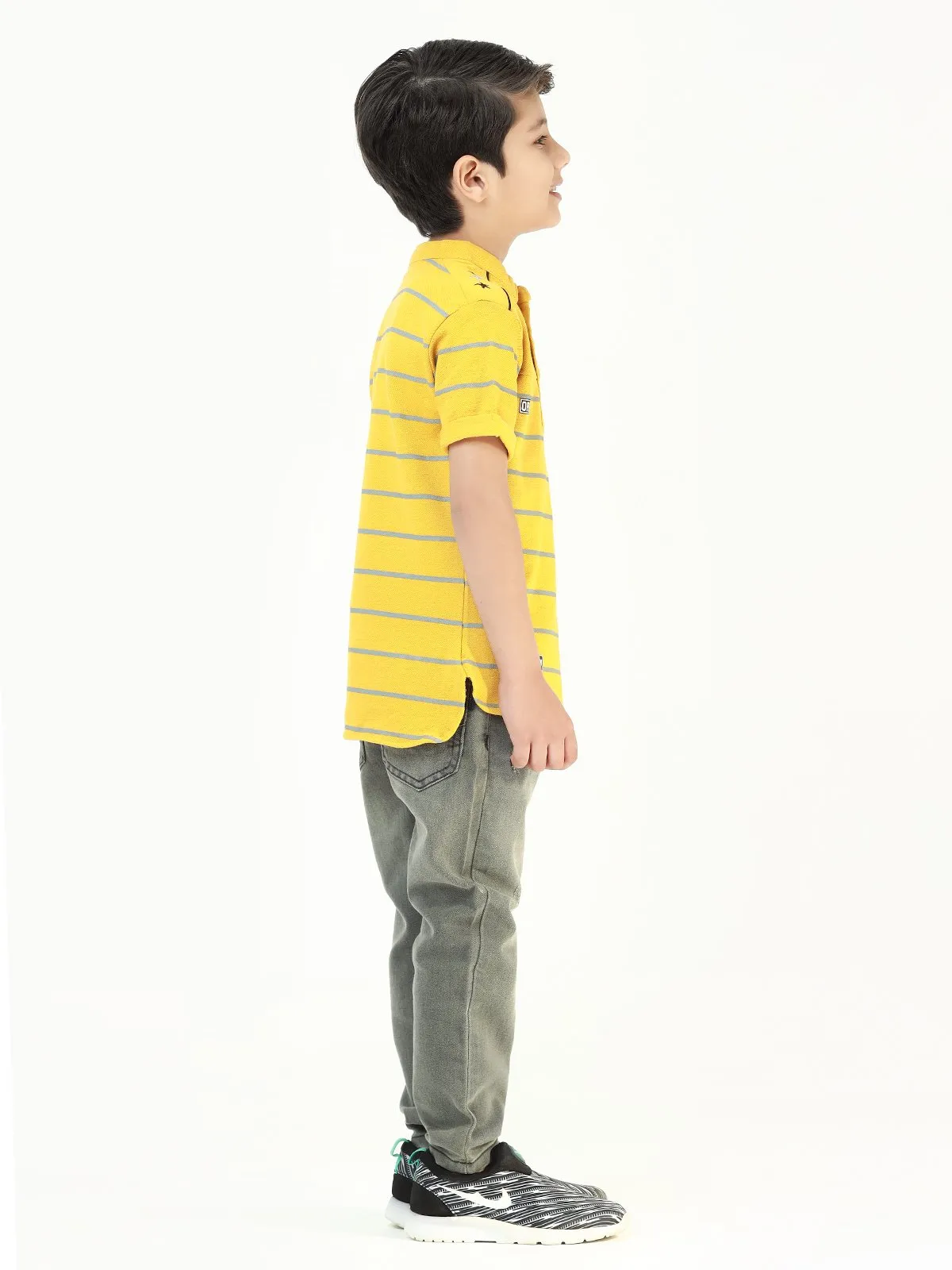 Boy's Yellow Stripes Polo Shirt - EBTPS22-032