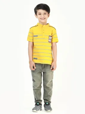 Boy's Yellow Stripes Polo Shirt - EBTPS22-032