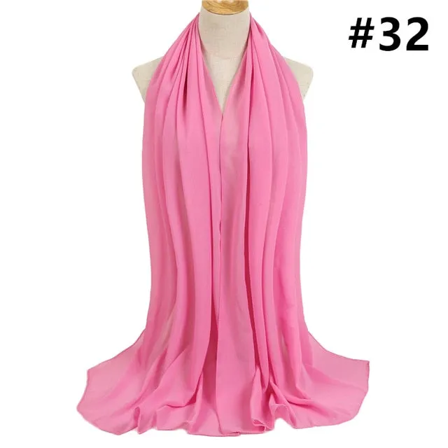 Bubble Chiffon Silk Scarf Solid Color Bandana Shawl #2883