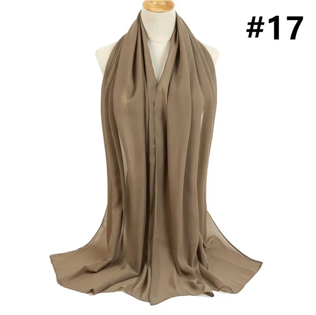 Bubble Chiffon Silk Scarf Solid Color Bandana Shawl #2883