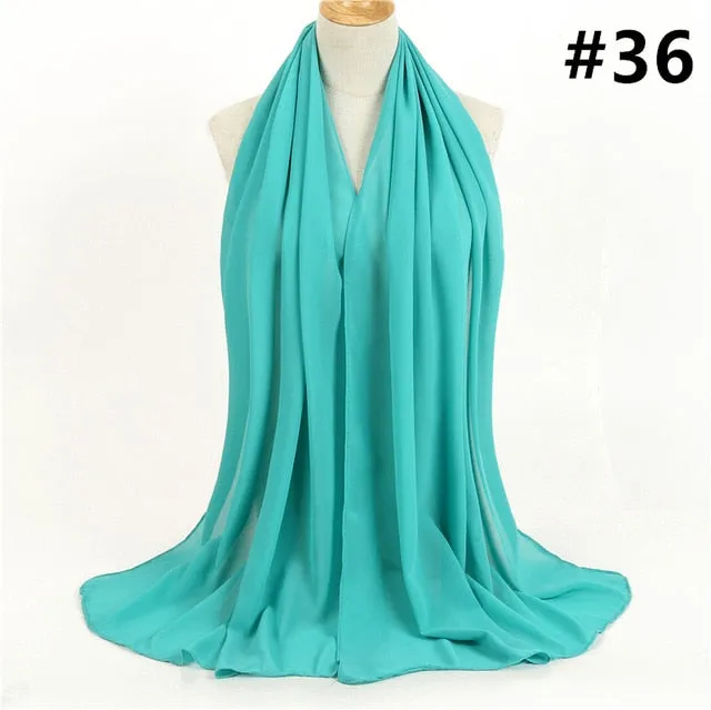 Bubble Chiffon Silk Scarf Solid Color Bandana Shawl #2883