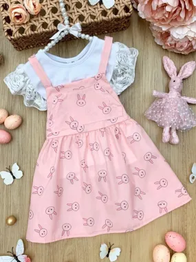 Bunny Hop Lace Overall Dress Set