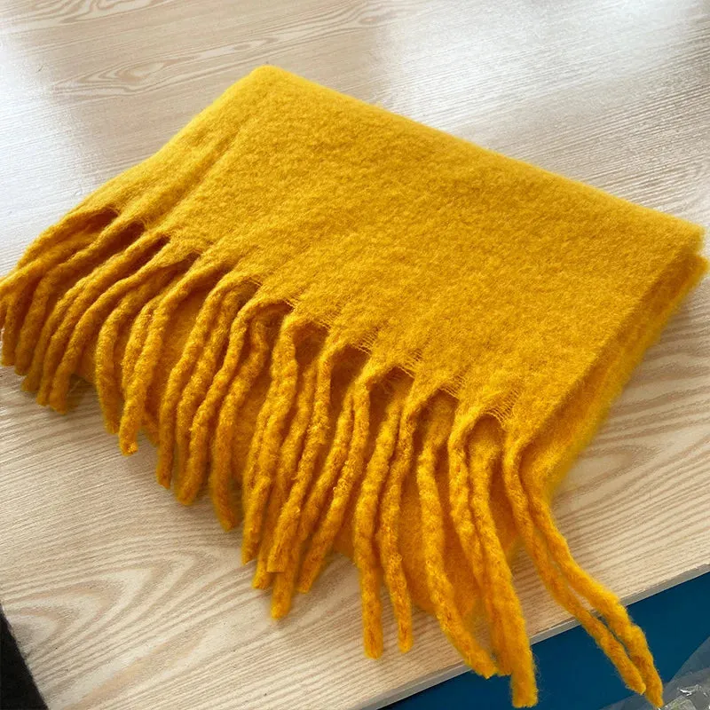 Cashmere Scarves Female Winter Thick Warm Long Muffler Pure Color Tassel Scarf