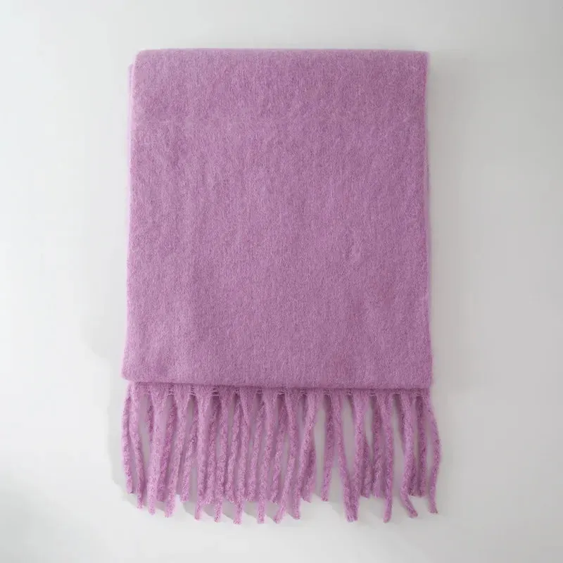 Cashmere Scarves Female Winter Thick Warm Long Muffler Pure Color Tassel Scarf