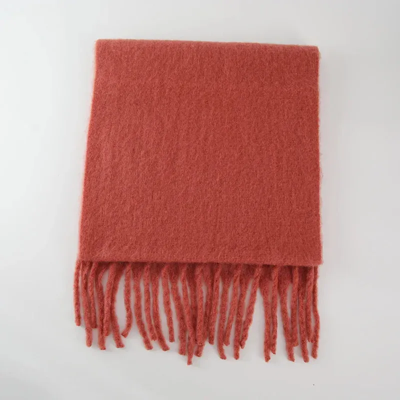 Cashmere Scarves Female Winter Thick Warm Long Muffler Pure Color Tassel Scarf