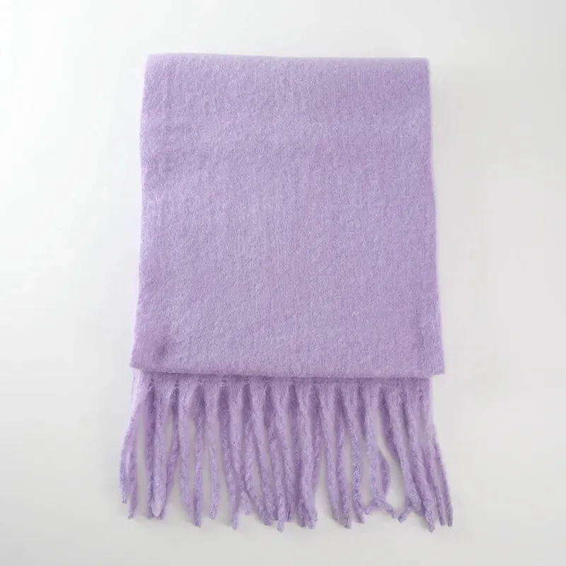 Cashmere Scarves Female Winter Thick Warm Long Muffler Pure Color Tassel Scarf