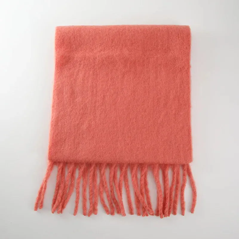 Cashmere Scarves Female Winter Thick Warm Long Muffler Pure Color Tassel Scarf