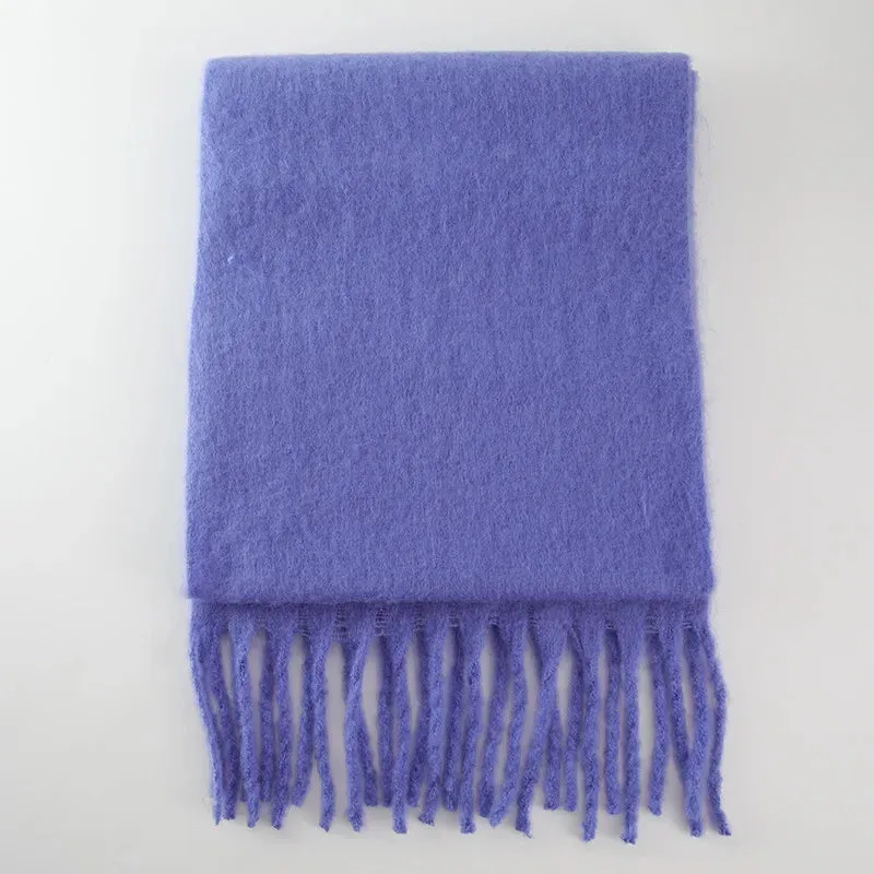 Cashmere Scarves Female Winter Thick Warm Long Muffler Pure Color Tassel Scarf