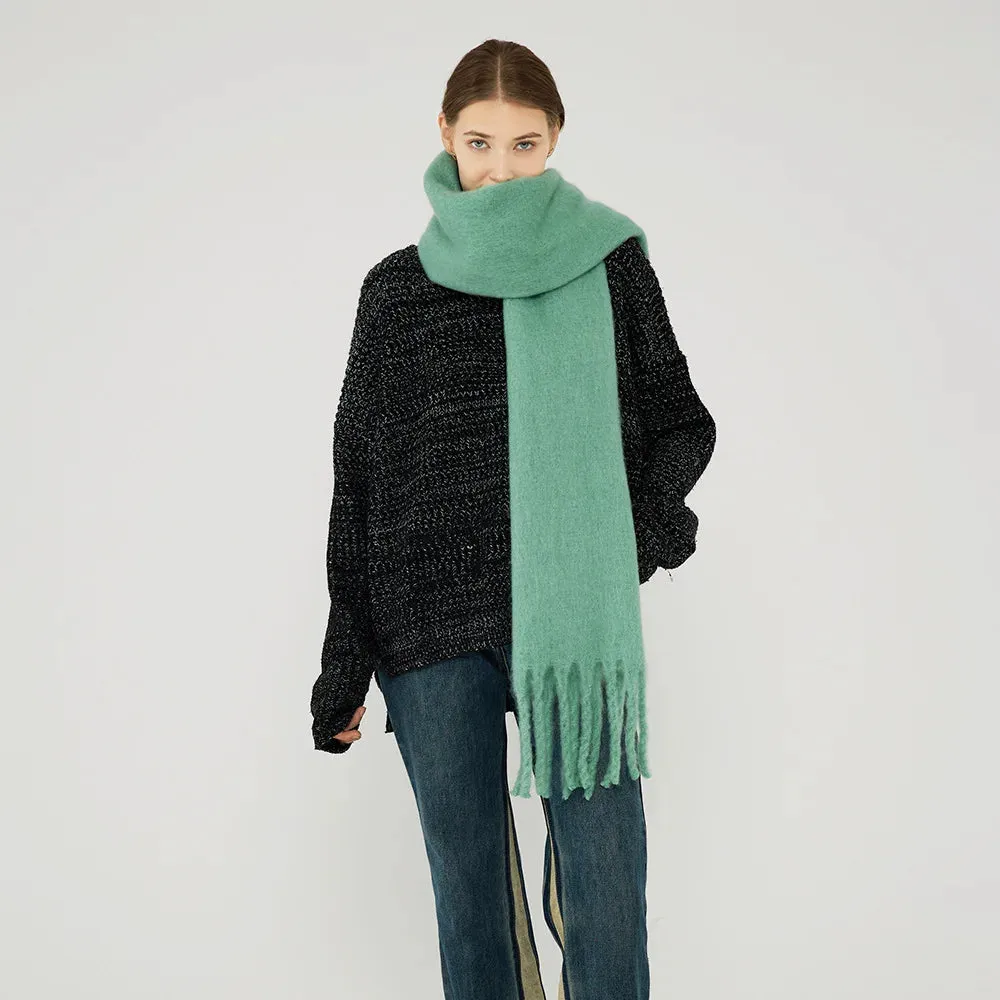 Cashmere Scarves Female Winter Thick Warm Long Muffler Pure Color Tassel Scarf