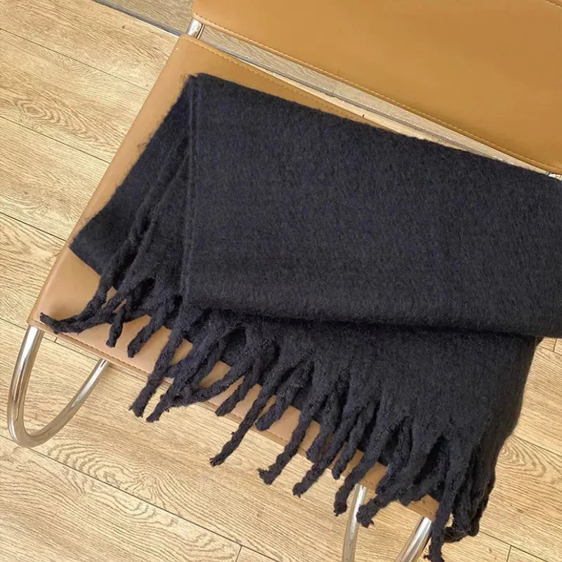 Cashmere Scarves Female Winter Thick Warm Long Muffler Pure Color Tassel Scarf