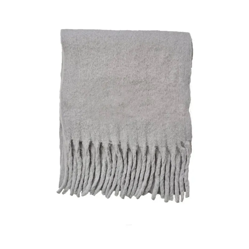 Cashmere Scarves Female Winter Thick Warm Long Muffler Pure Color Tassel Scarf