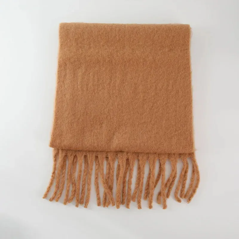 Cashmere Scarves Female Winter Thick Warm Long Muffler Pure Color Tassel Scarf