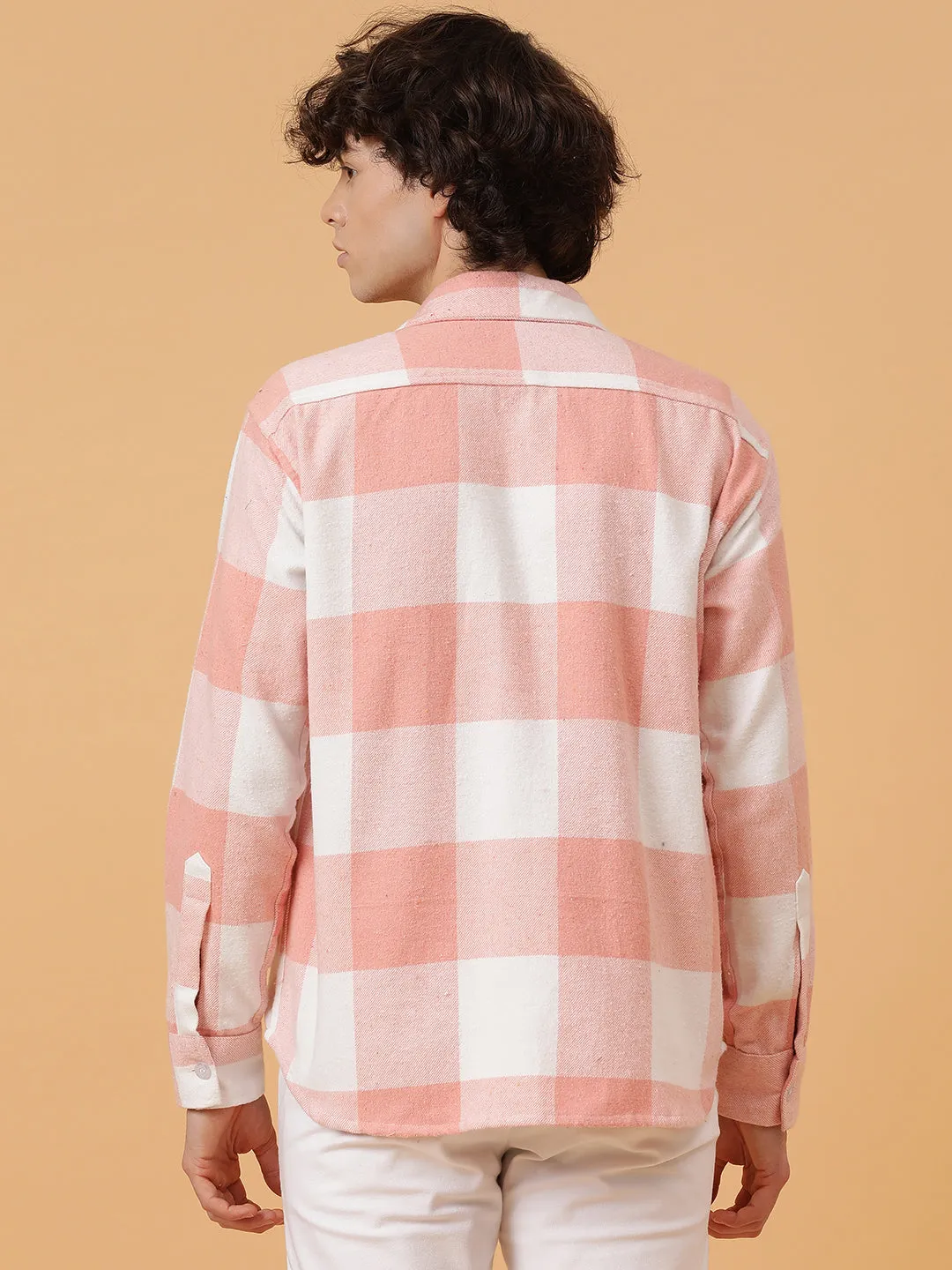 Checkered Flannel Double Kangaroo Pocket Oversized Unisex Shacket