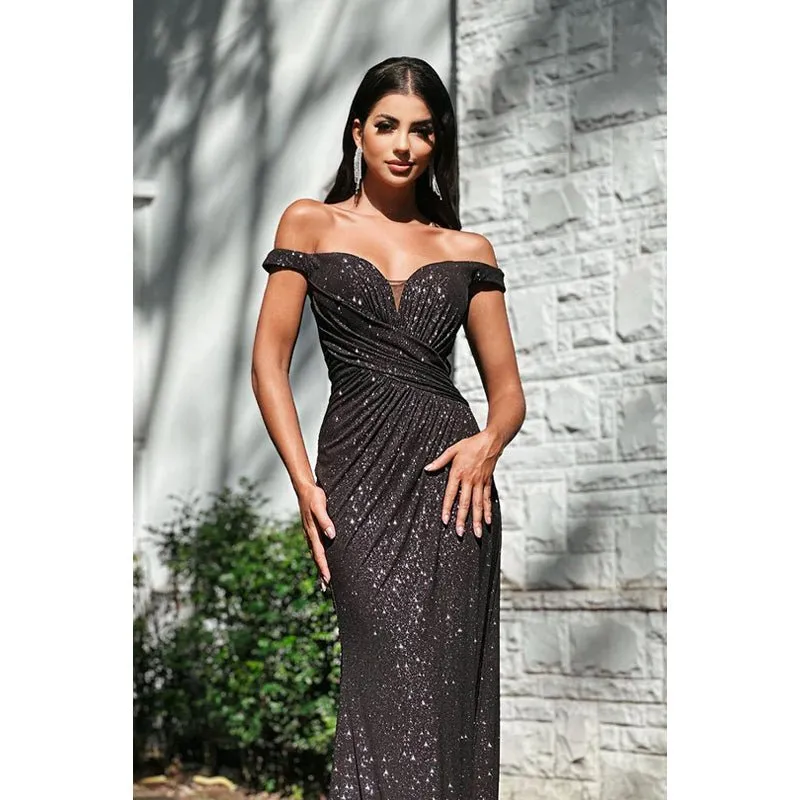 Chic Morden Sparkly O Ff Shoulder Sheath Evening Party Prom Dress