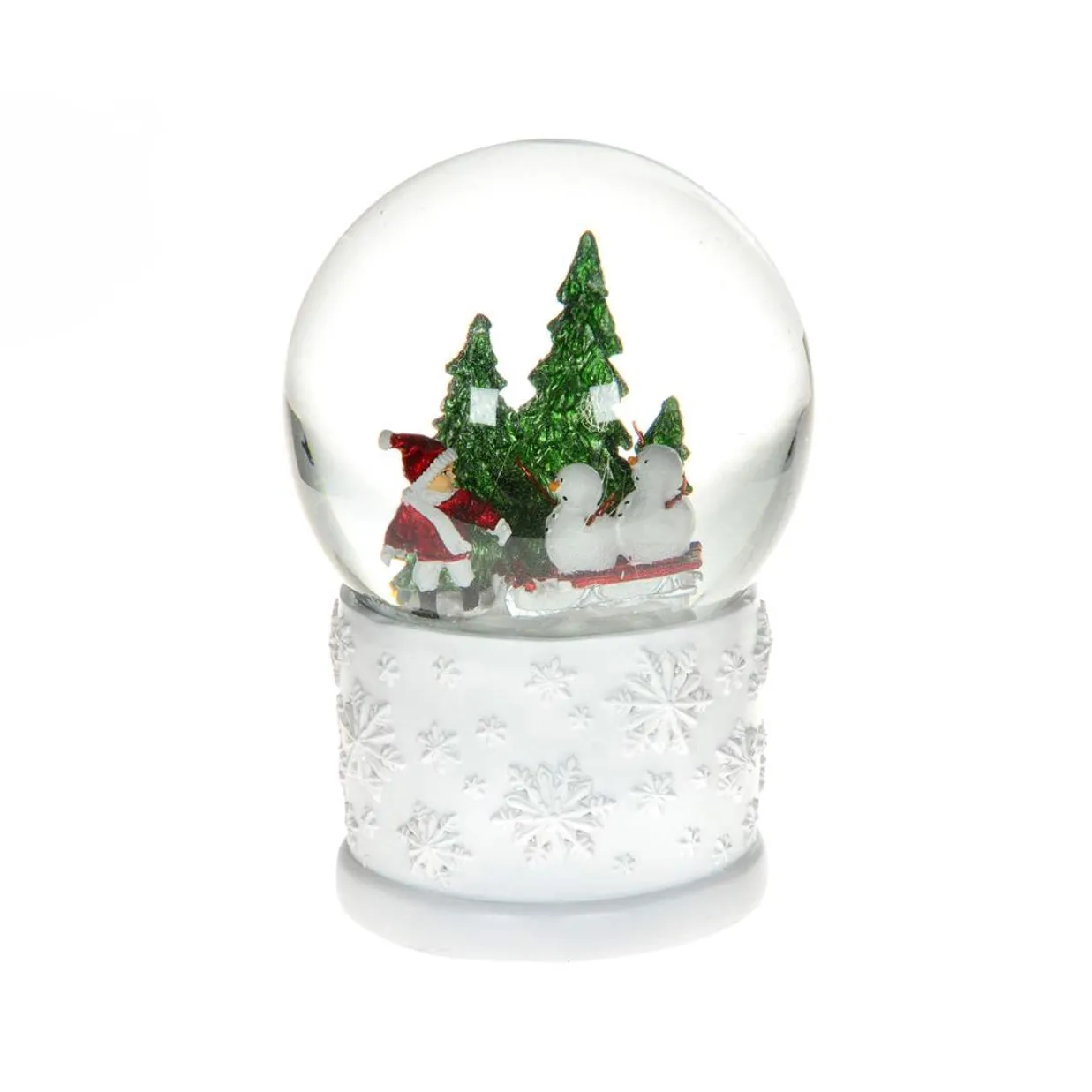 Child with Snowmen on Sleigh Snow Globe with Music