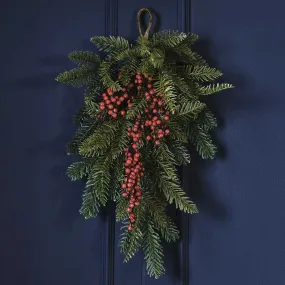 Christmas Foliage Door Swag with Berries