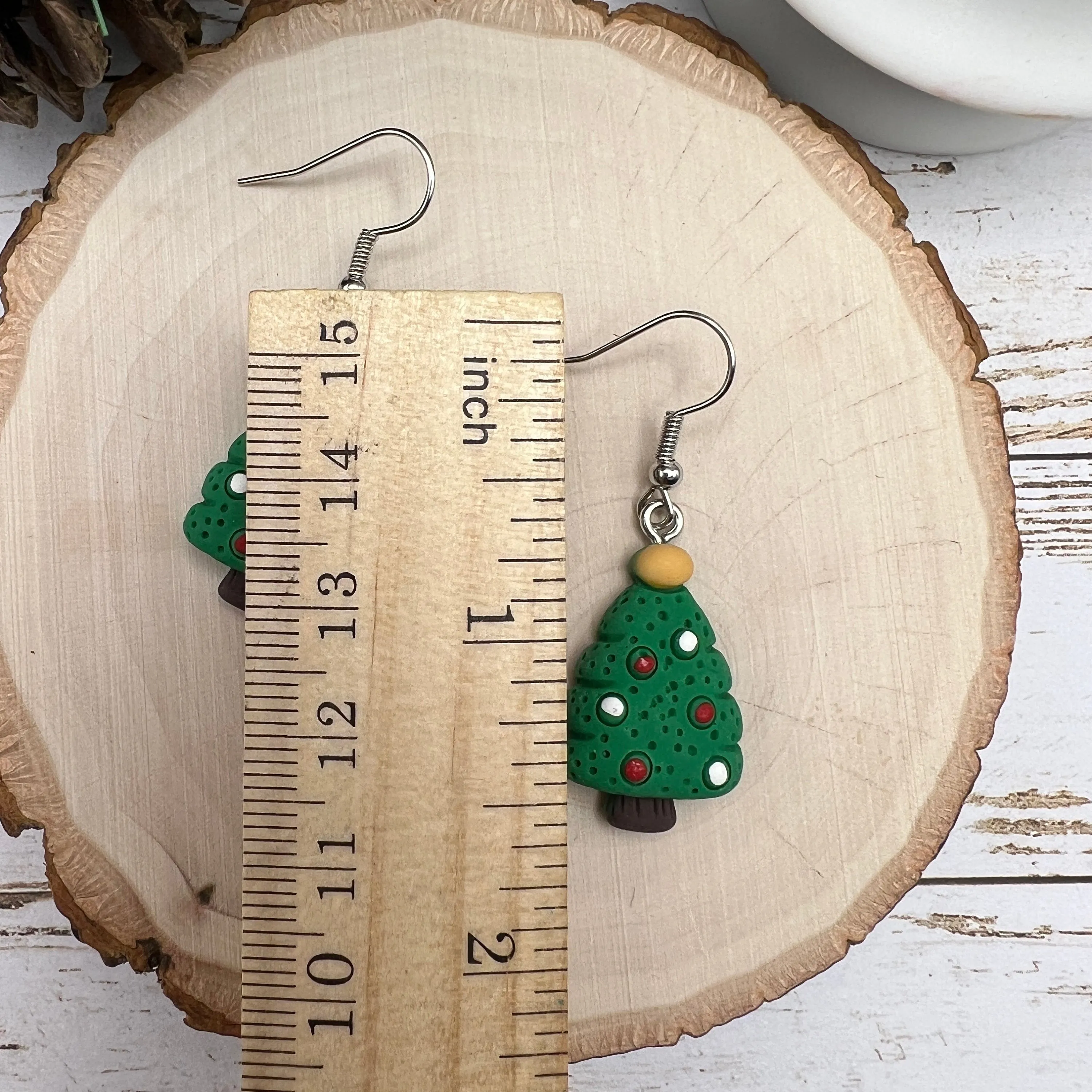 Christmas Tree Kawaii Cartoon Resin  Hypoallergenic Holiday Earrings