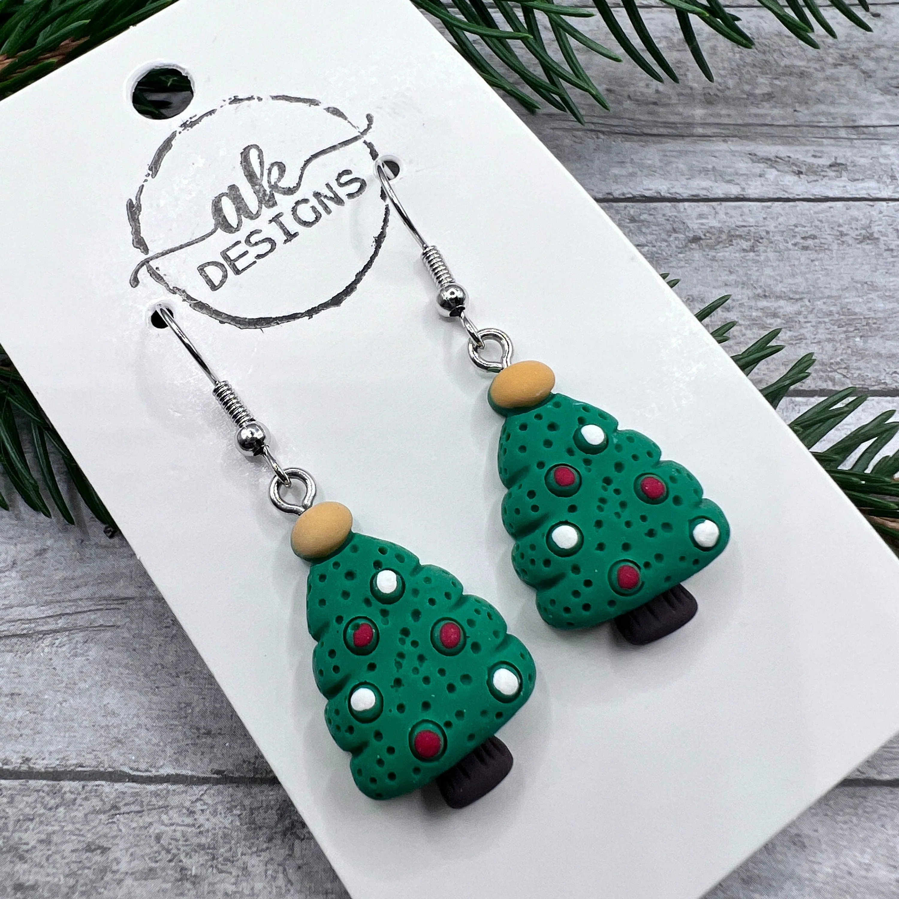 Christmas Tree Kawaii Cartoon Resin  Hypoallergenic Holiday Earrings