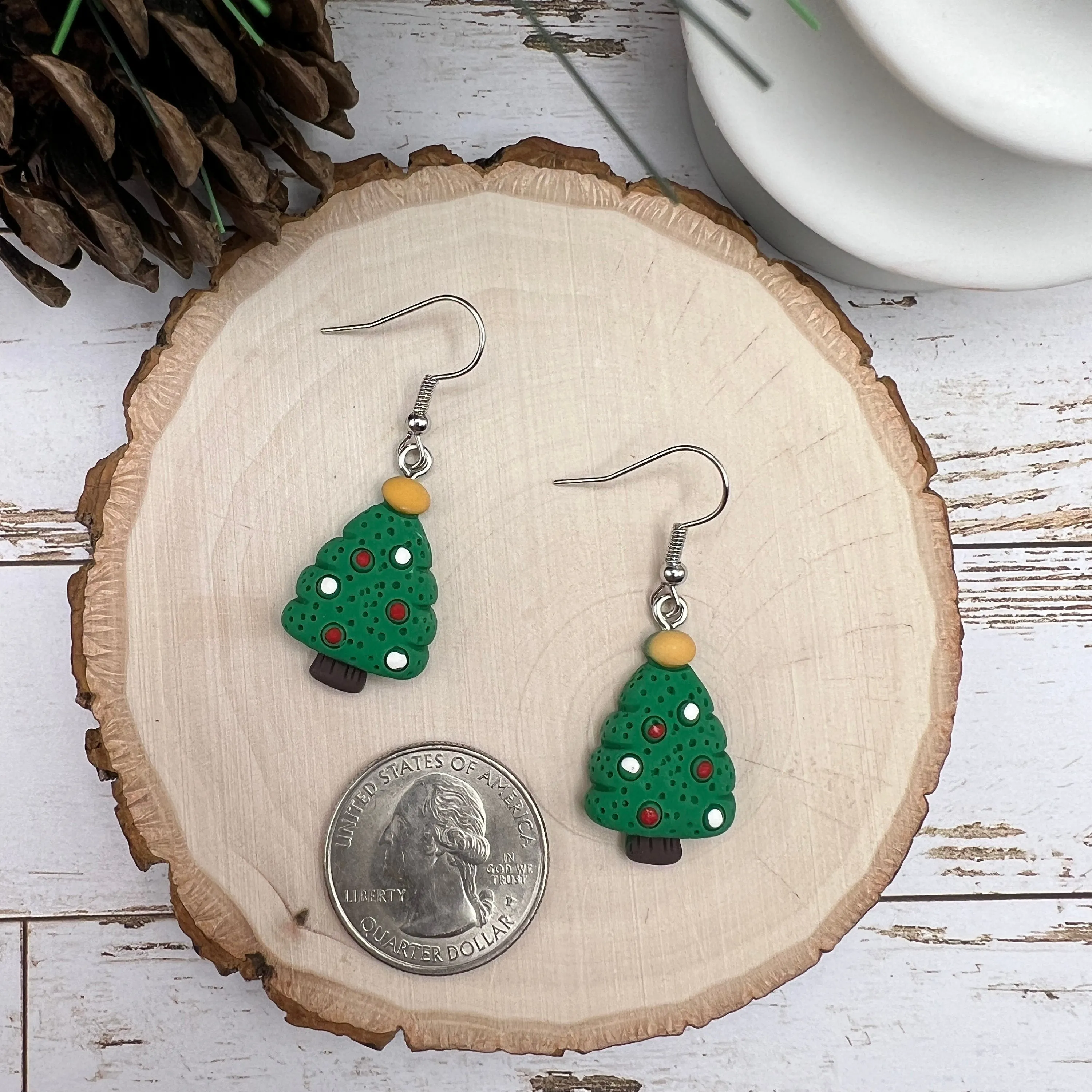 Christmas Tree Kawaii Cartoon Resin  Hypoallergenic Holiday Earrings