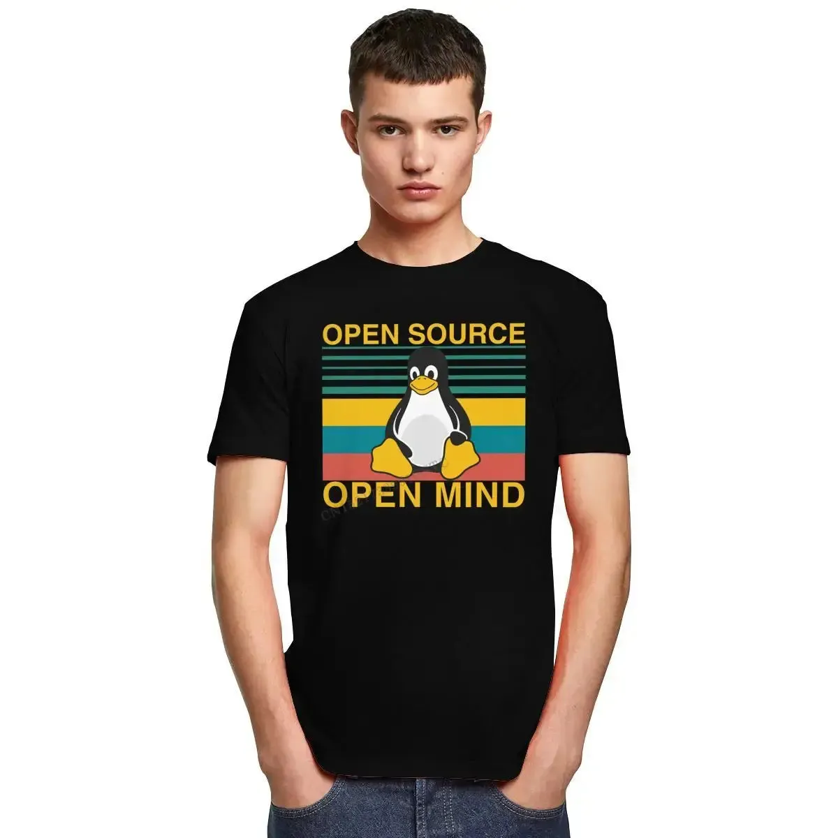 Classic Vintage Linux Shirt Open Source Open Mind T-Shirt Men Penguin Programmer Programming Coding Coder Tshirts Cotton Tee