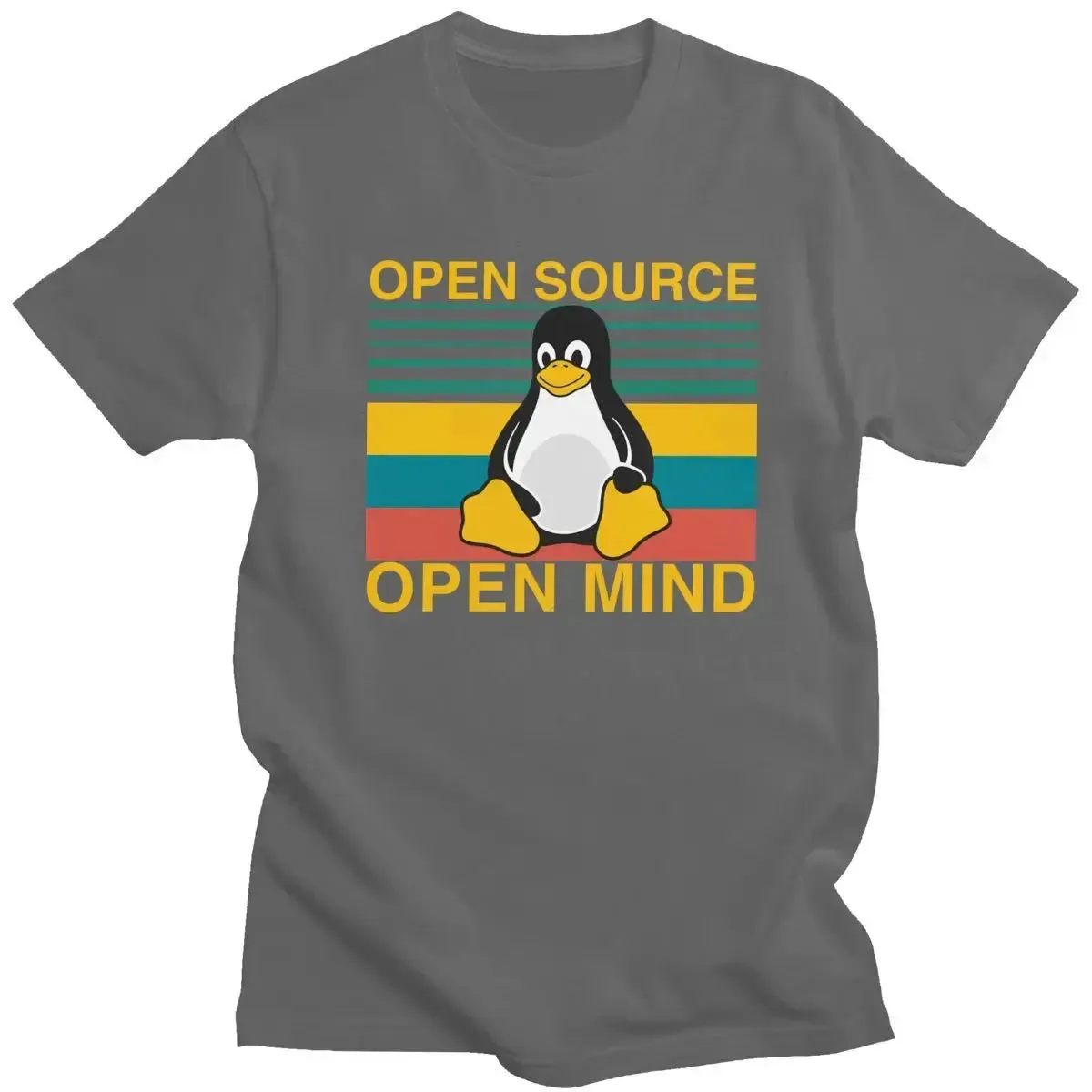 Classic Vintage Linux Shirt Open Source Open Mind T-Shirt Men Penguin Programmer Programming Coding Coder Tshirts Cotton Tee