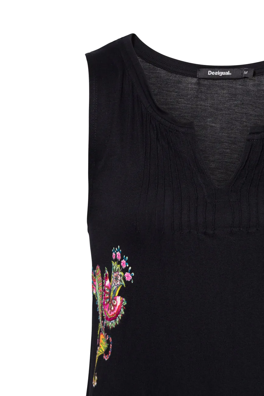 Collette Embroidered Sleeveless Tunic Top Desigual Style 19SWTK90