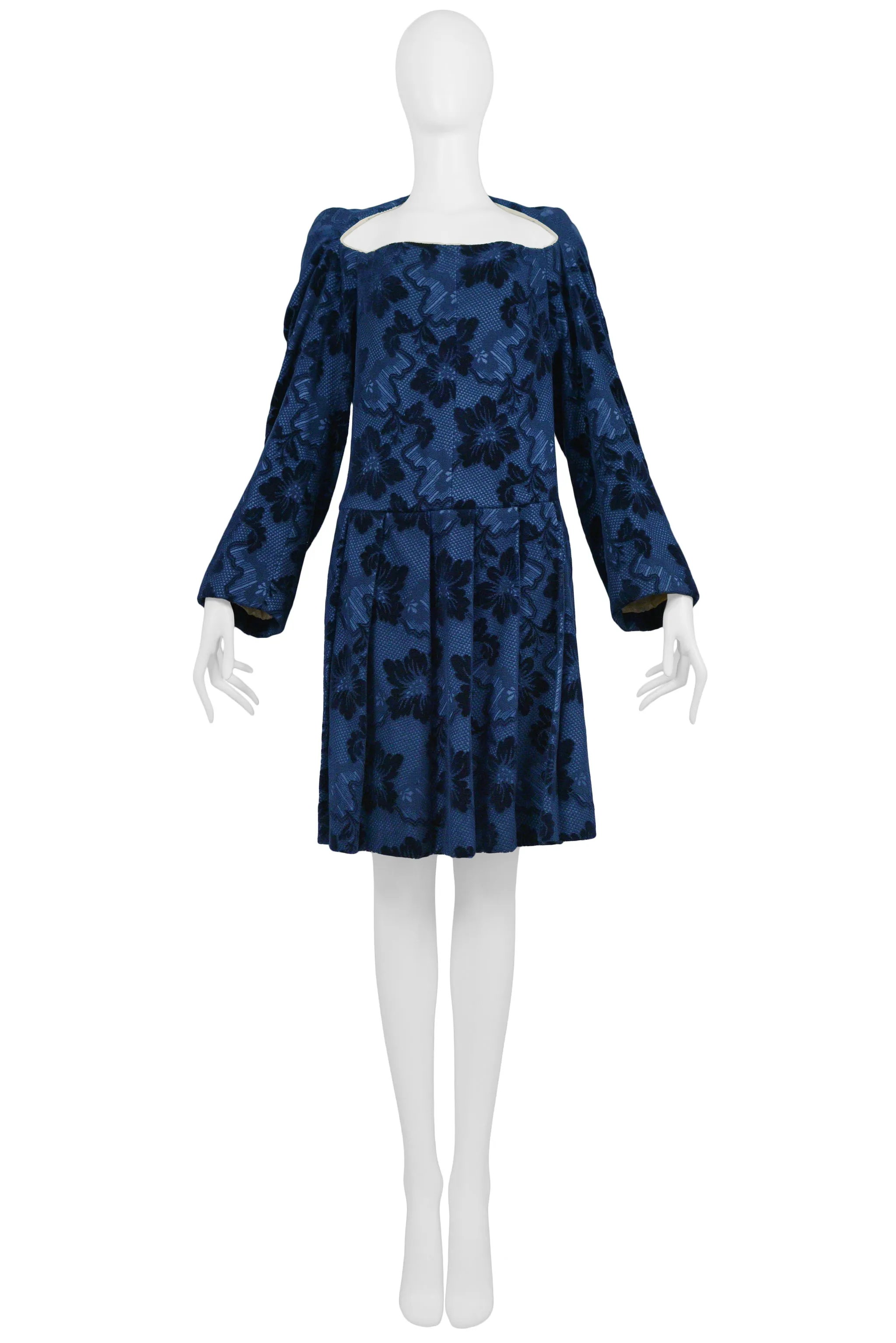 COMME DES GARCONS BLUE VELVET DEVORE FLORAL DRESS 1996