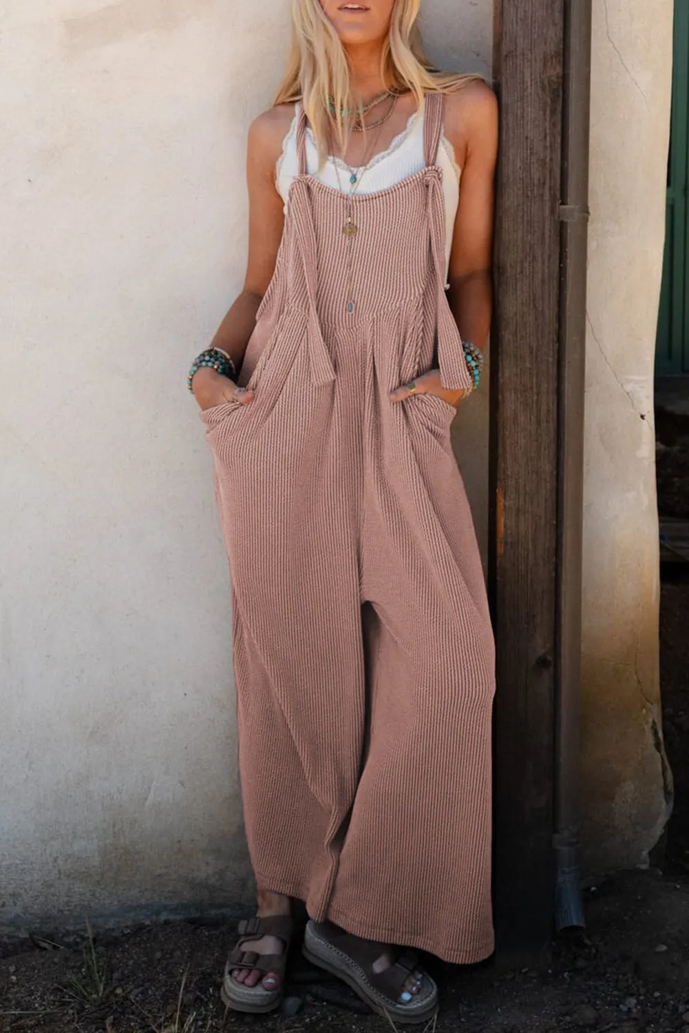 Corded Wide Leg Pocketed Overall