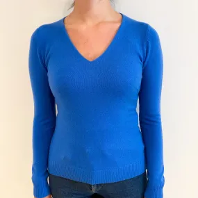 Cornflower Blue Cashmere V Neck Jumper Small