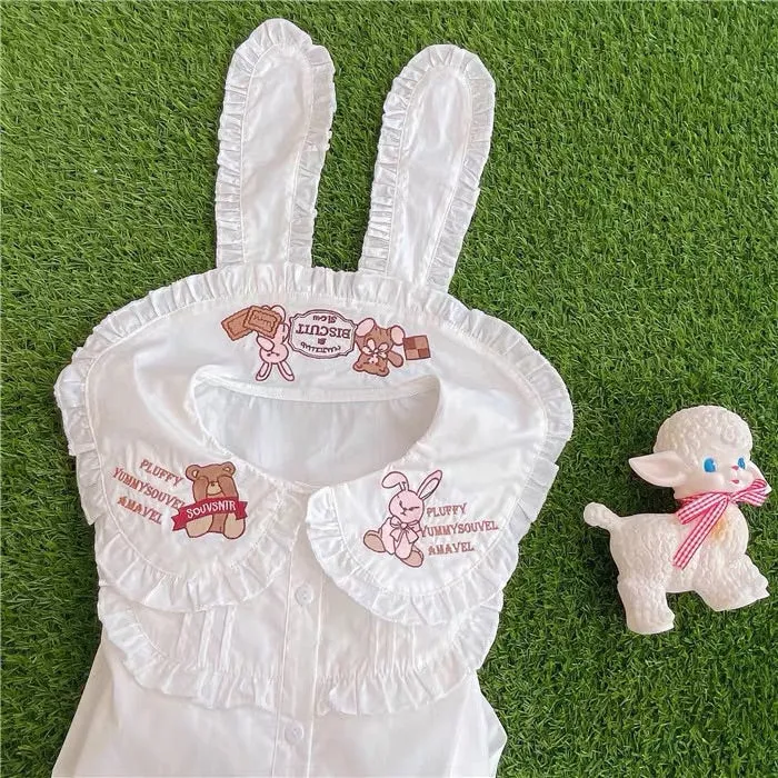 CUTE BUNNY EARS EMBROIDERY SHIRT BY39001