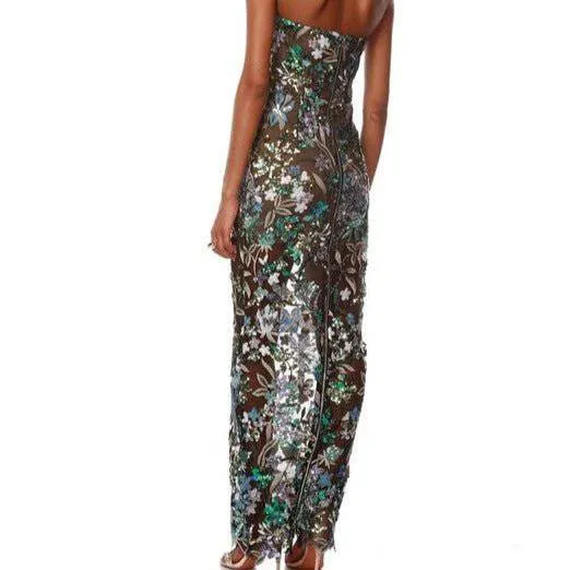 Dakota Strapless Floral-Embroidered Maxi Dress