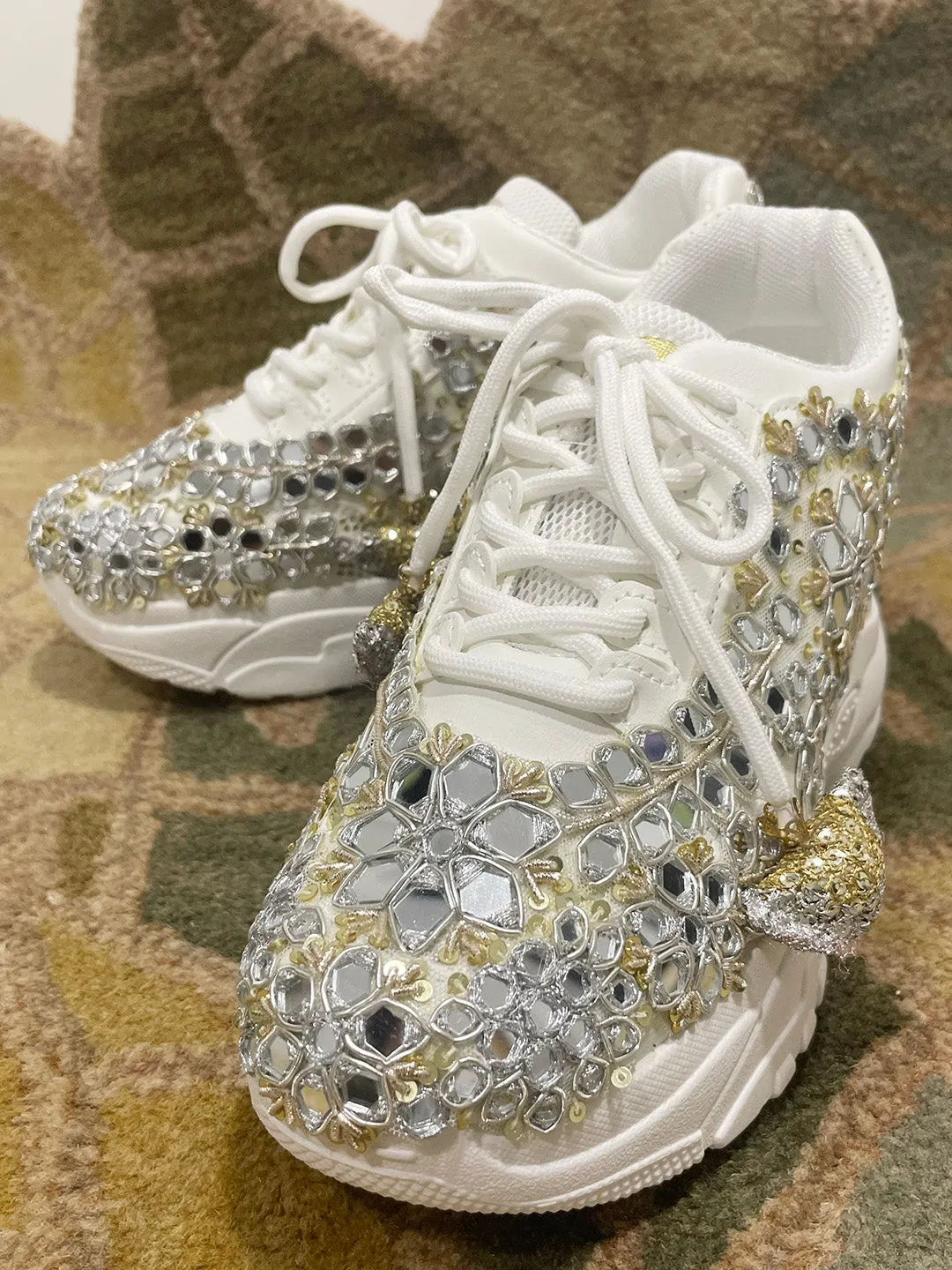 Detailed Mirror Work Zardozi Kanvas Sneakers