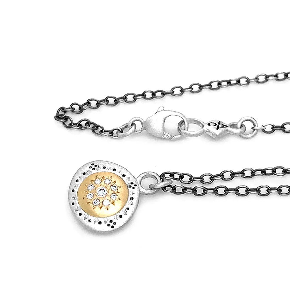 Diamond Two-Tone Gold & Silver Necklace - "Seeds of Harmony"