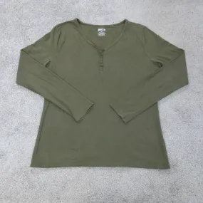 Duluth Trading Shirt Womens X Large Green Long Sleeve Henley Neck Outdoors