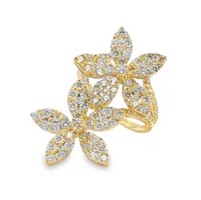 Duo Diamond Flower Fashion Ring