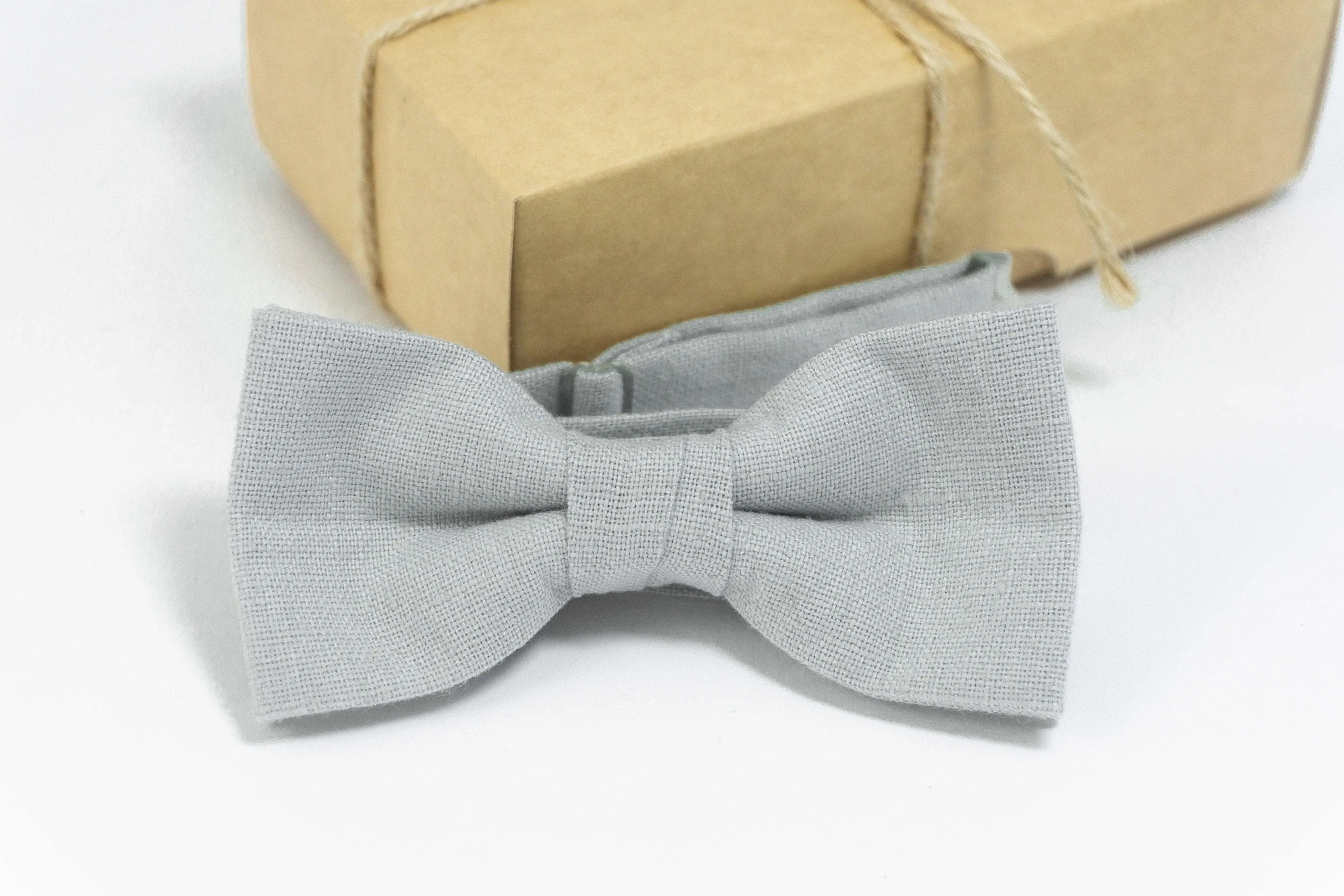 Dusty Gray bow tie | Eco Friendly Dusty Gray Linen bow tie gift for groomsmen