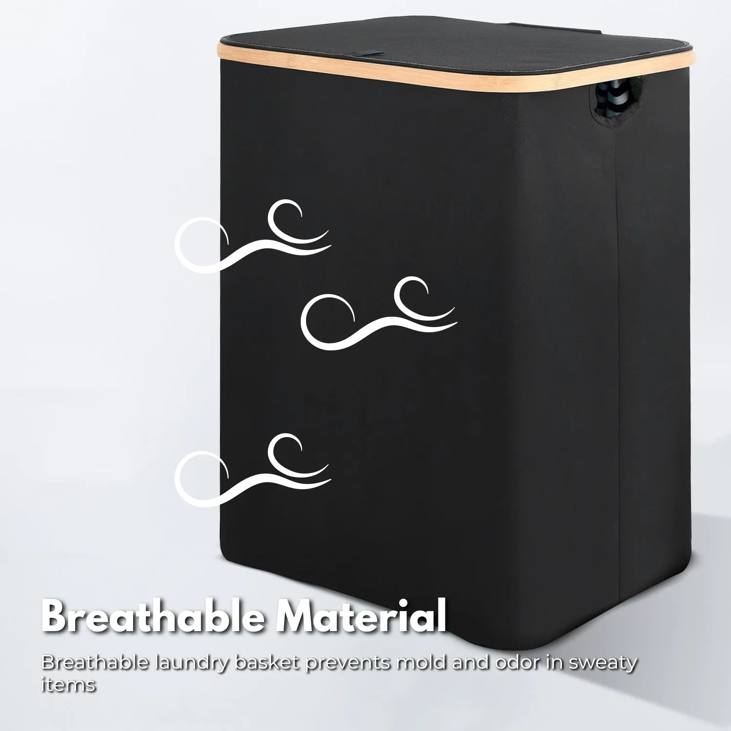 Eco-Friendly Bamboo & Canvas Laundry Hamper with Lid, GOMINIMO