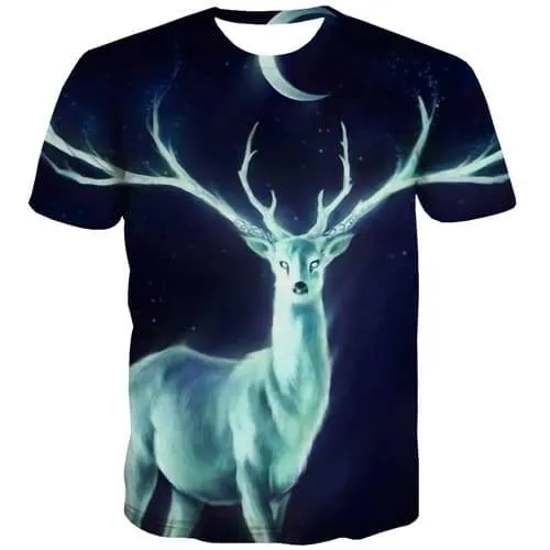 Elk T shirts Men Deer Tshirts Cool Animal Tshirt Anime Christmas T-shirts 3d Harajuku T shirts Funny Short Sleeve Full Print