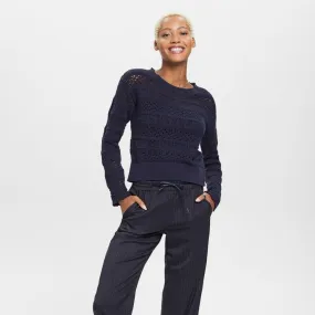 Esprit Structured sustainable cotton jumper Navy