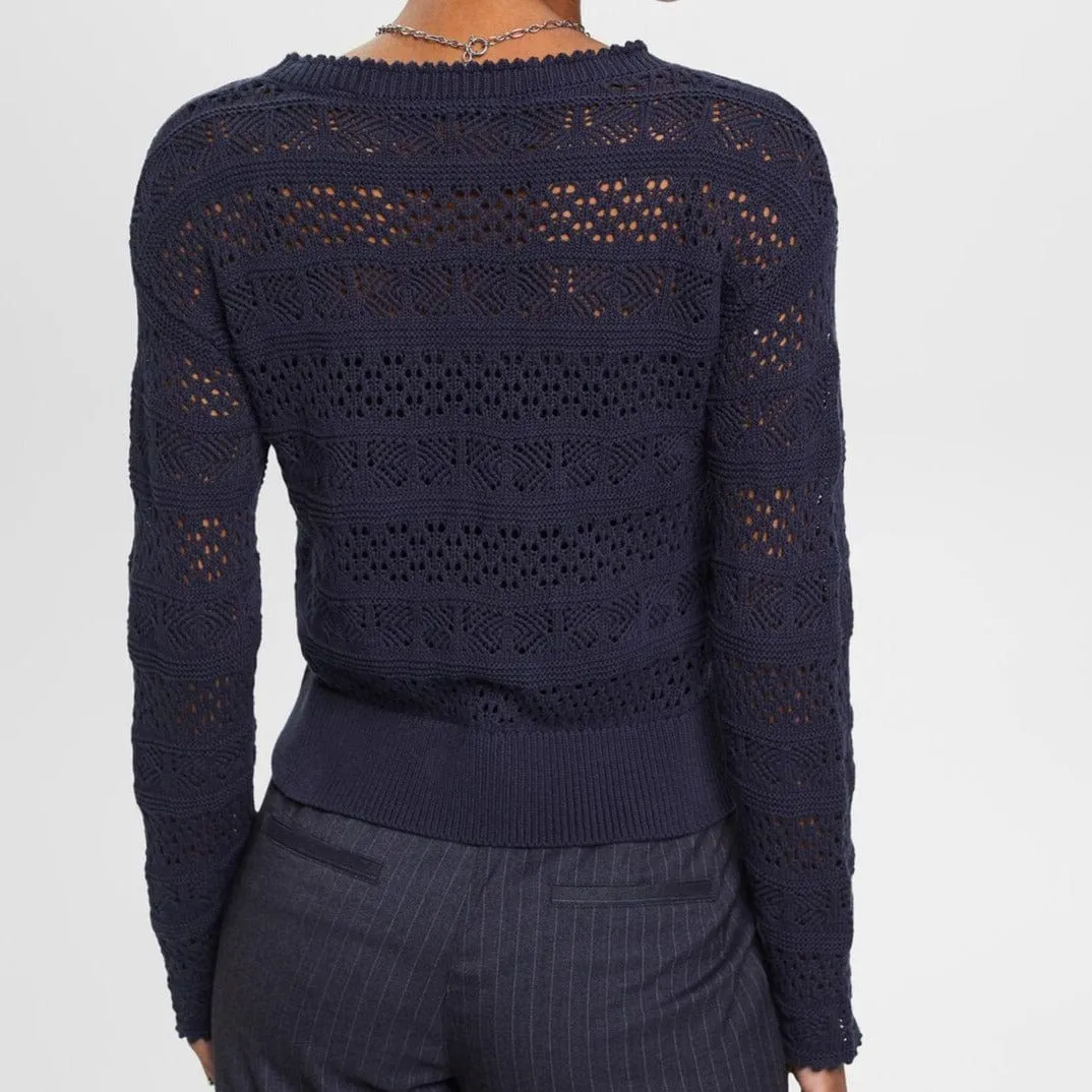 Esprit Structured sustainable cotton jumper Navy