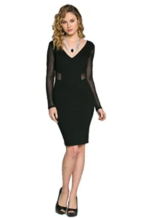 Fashion Secrets Bodycon Mesh Chiffon Long Sleeve Women Classy Dress