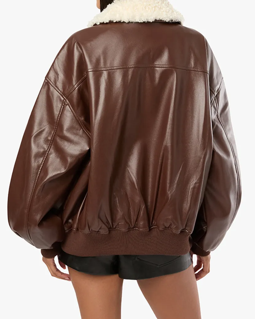 Faux Sherpa Collar Bomber Jacket