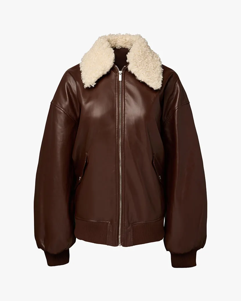 Faux Sherpa Collar Bomber Jacket