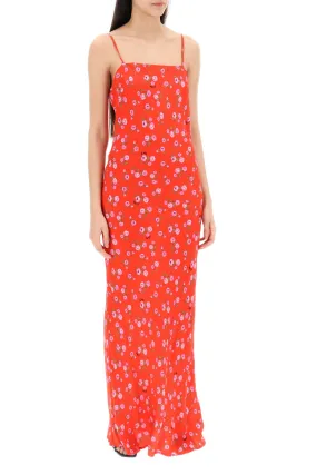 floral printed satin maxi slip dress.