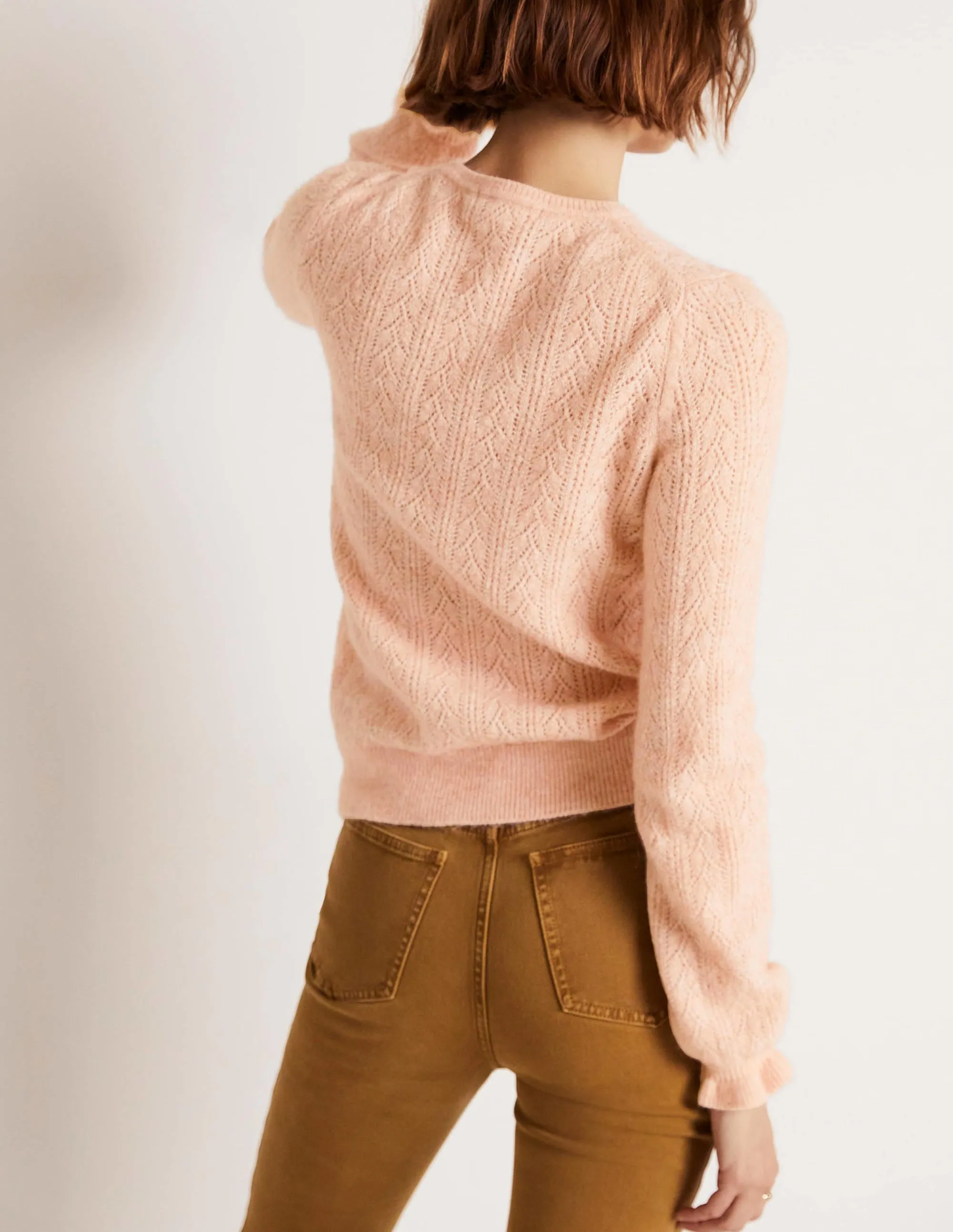 Fluffy Pointelle Jumper-Pink Frosting