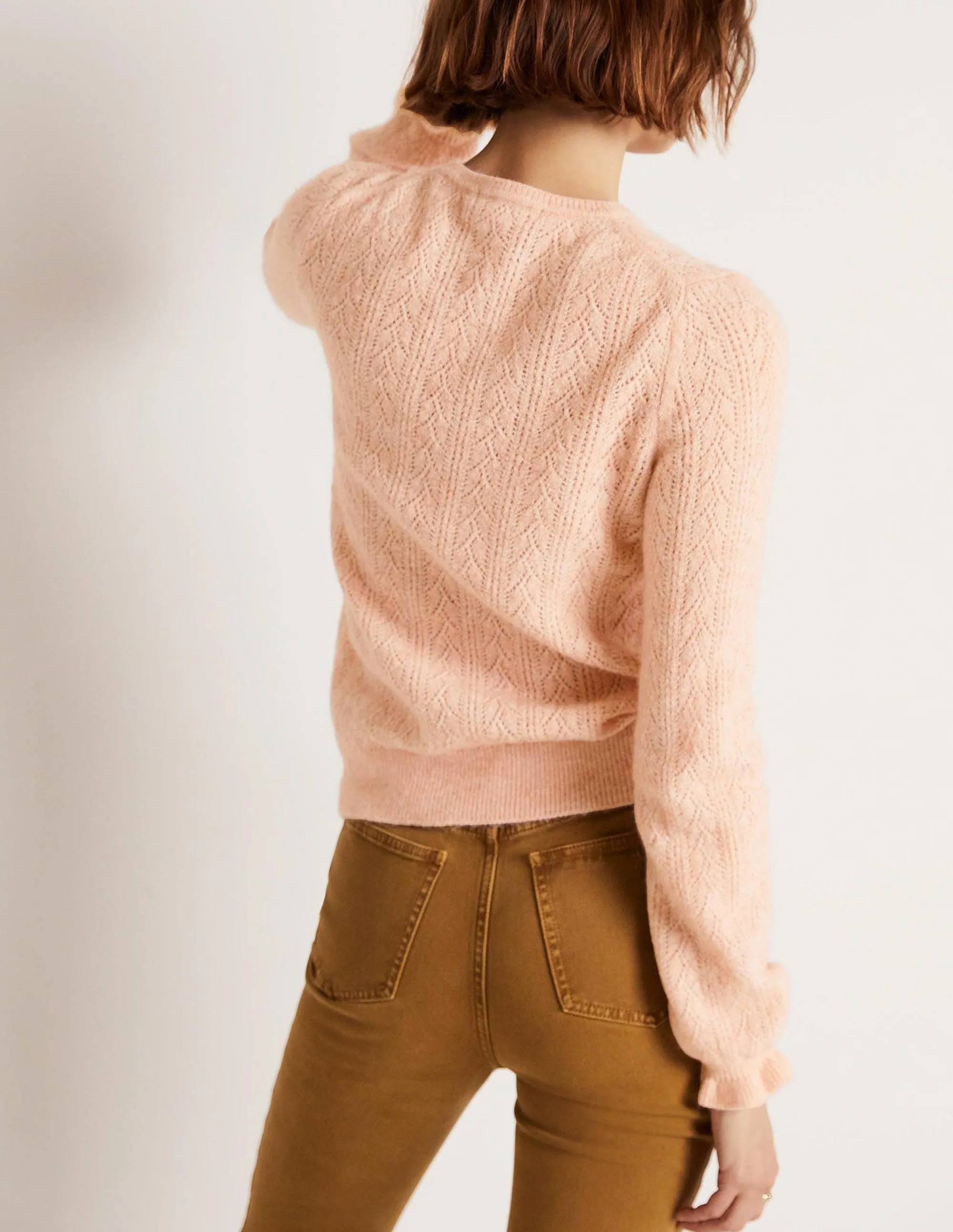 Fluffy Pointelle Jumper-Pink Frosting