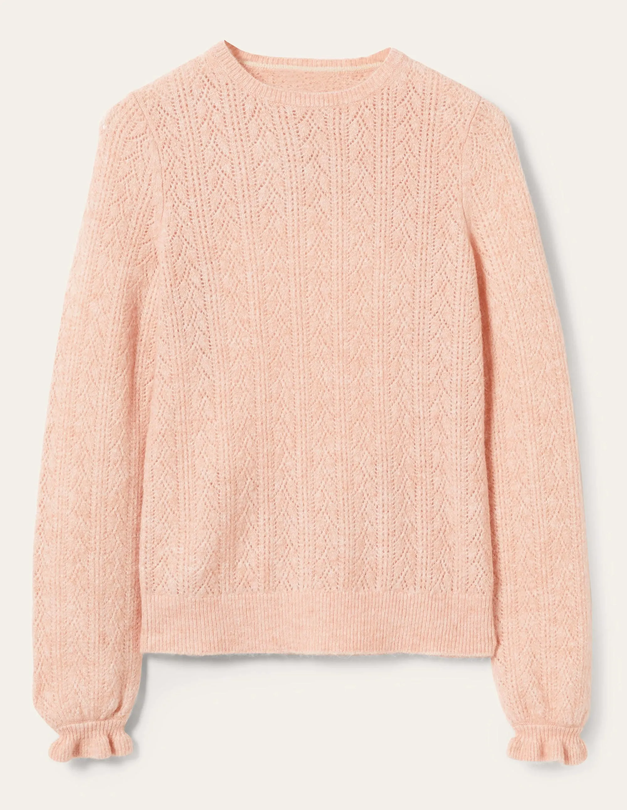 Fluffy Pointelle Jumper-Pink Frosting