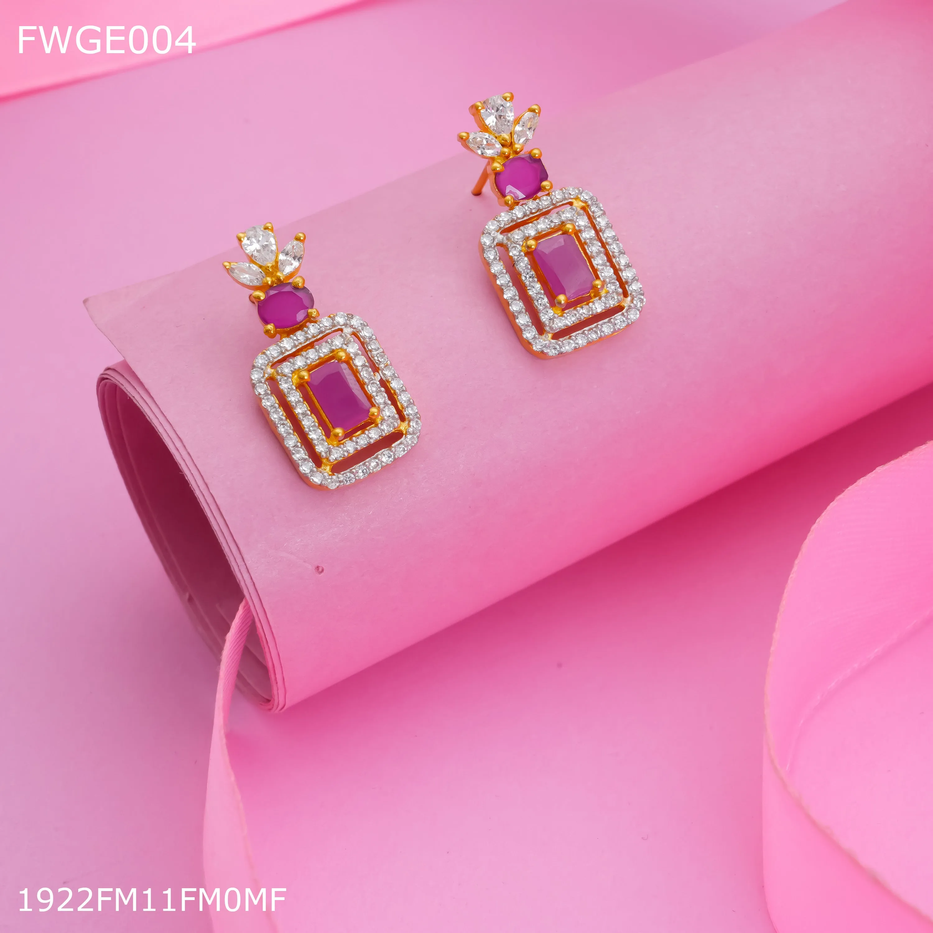 Freemen AD pink gold plated Earring for women - FWGE004