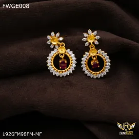 Freemen AD pink stone gold plated Earring for women - FWGE008