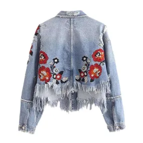 Fringed Floral Denim